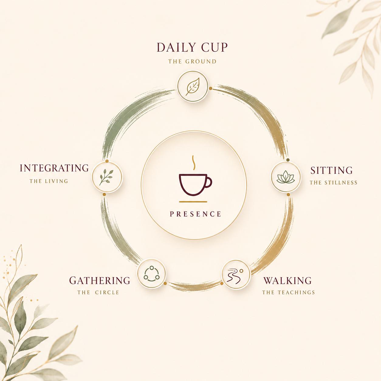 The SageWork Circle: Daily Cup, Sitting, Walking, Gathering and Integrating around Presence