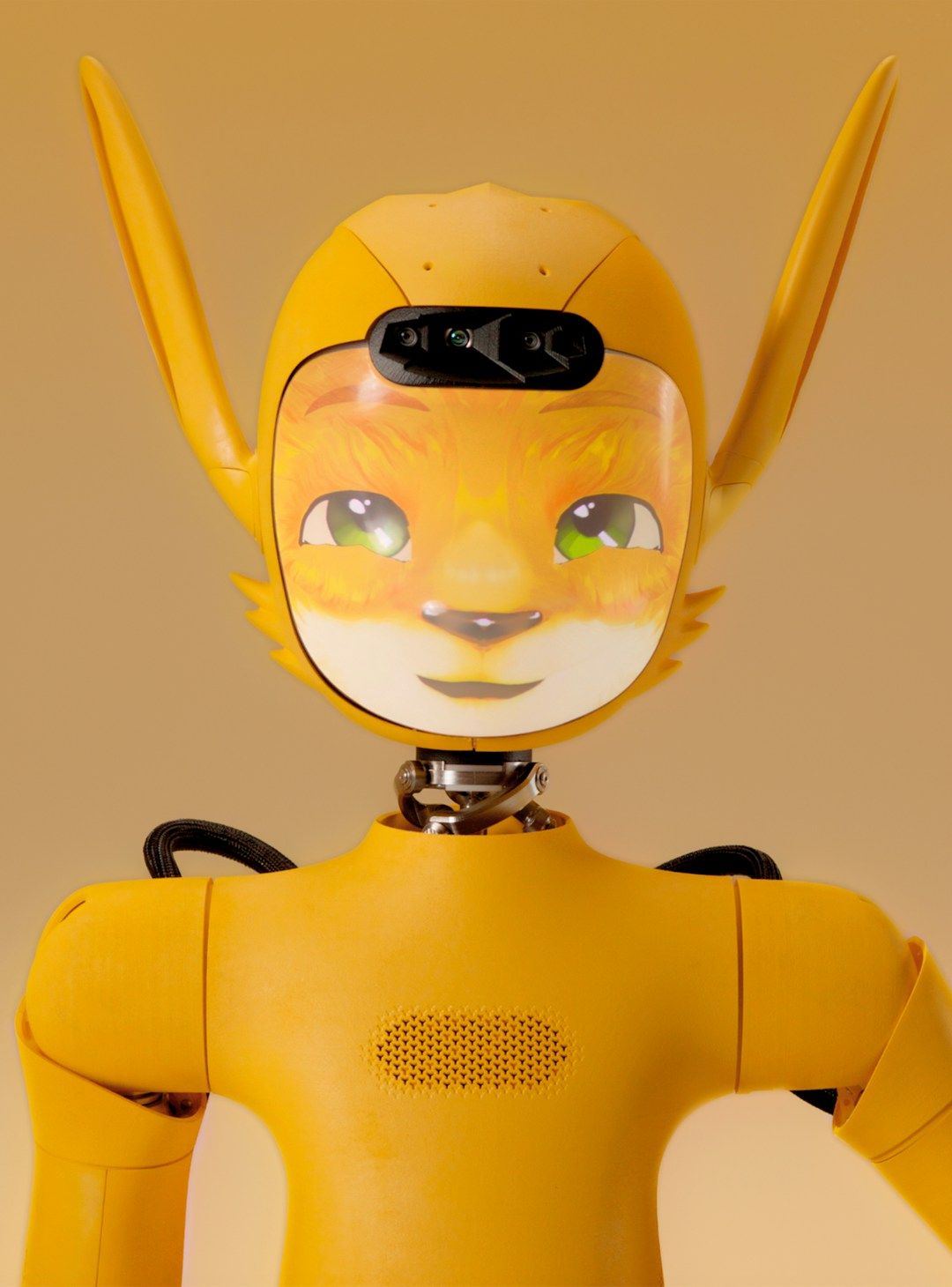 Friendly humanoid AI robot representing AI agents for supply chain