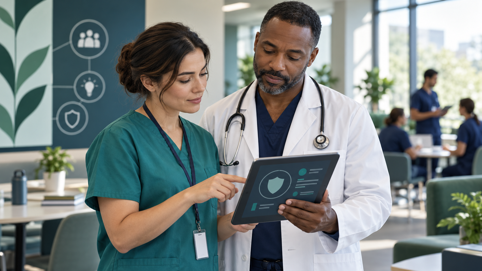 Healthcare professionals reviewing an approved digital workflow