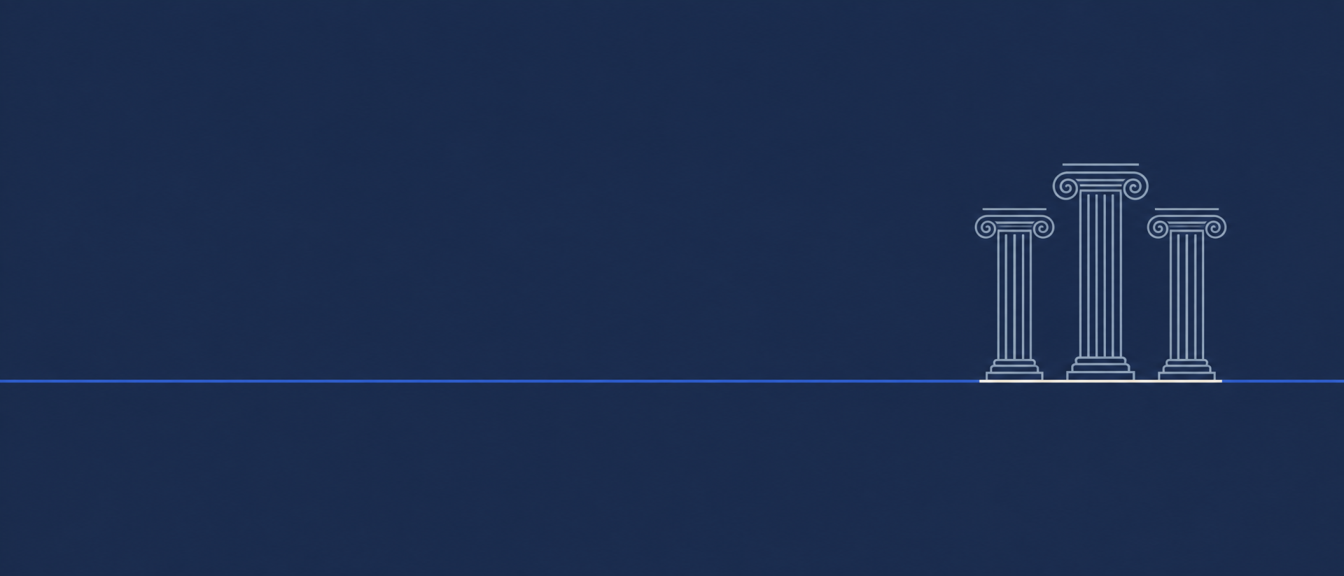 Minimal navy banner with classical columns