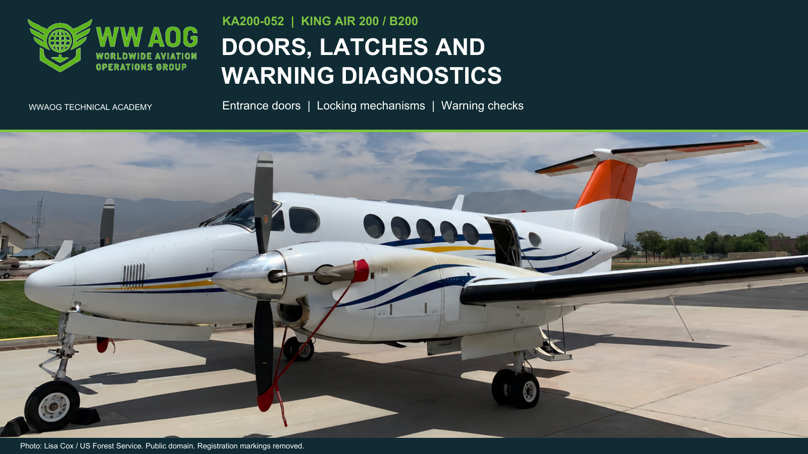 King Air 200 entrance door and airstair — registration markings removed