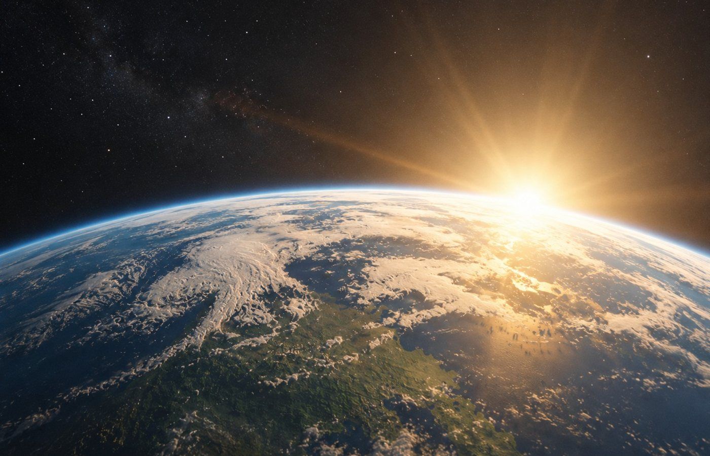 The earth from space at sunrise