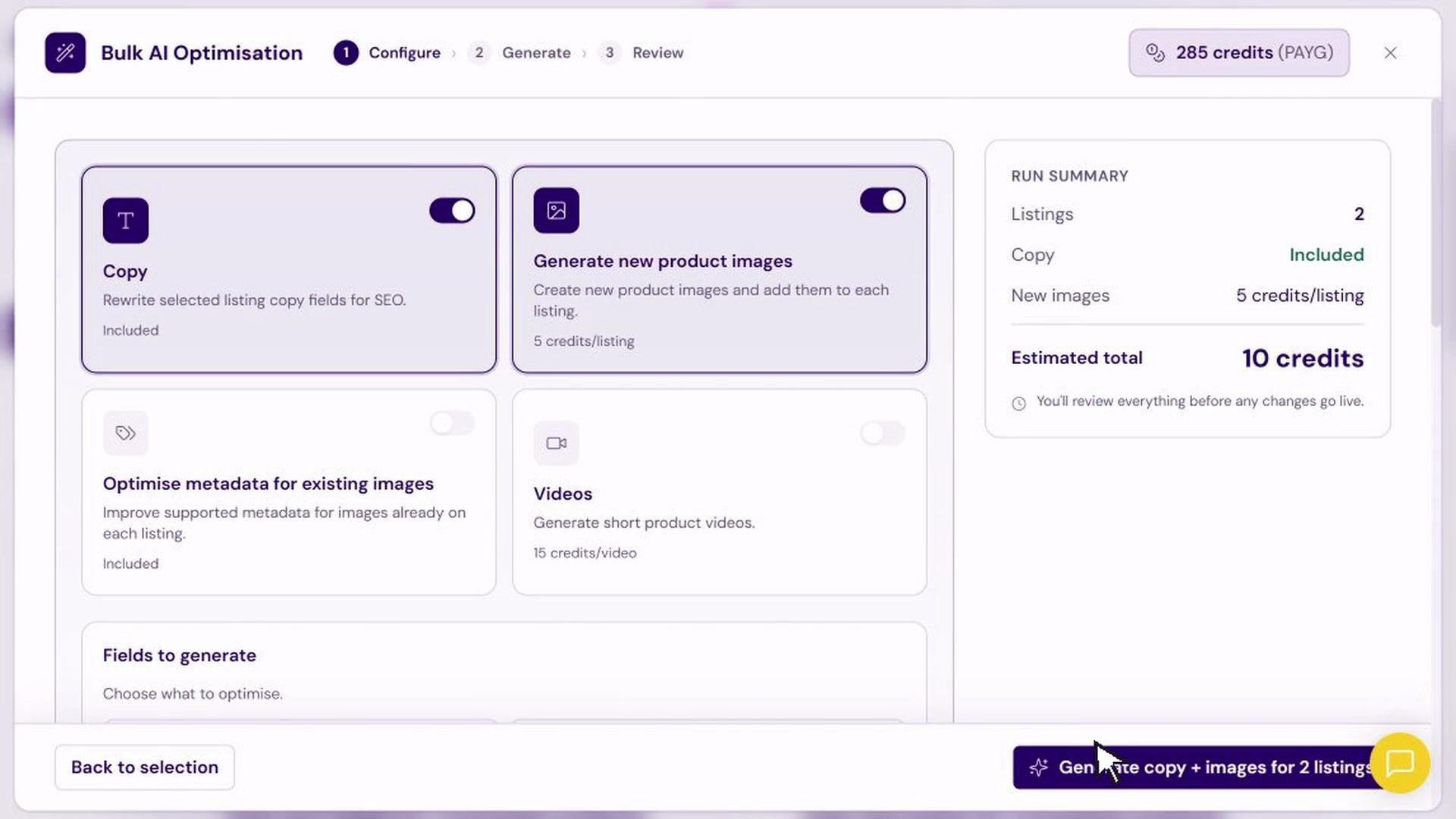 Sprintr: Bulk listing workflow