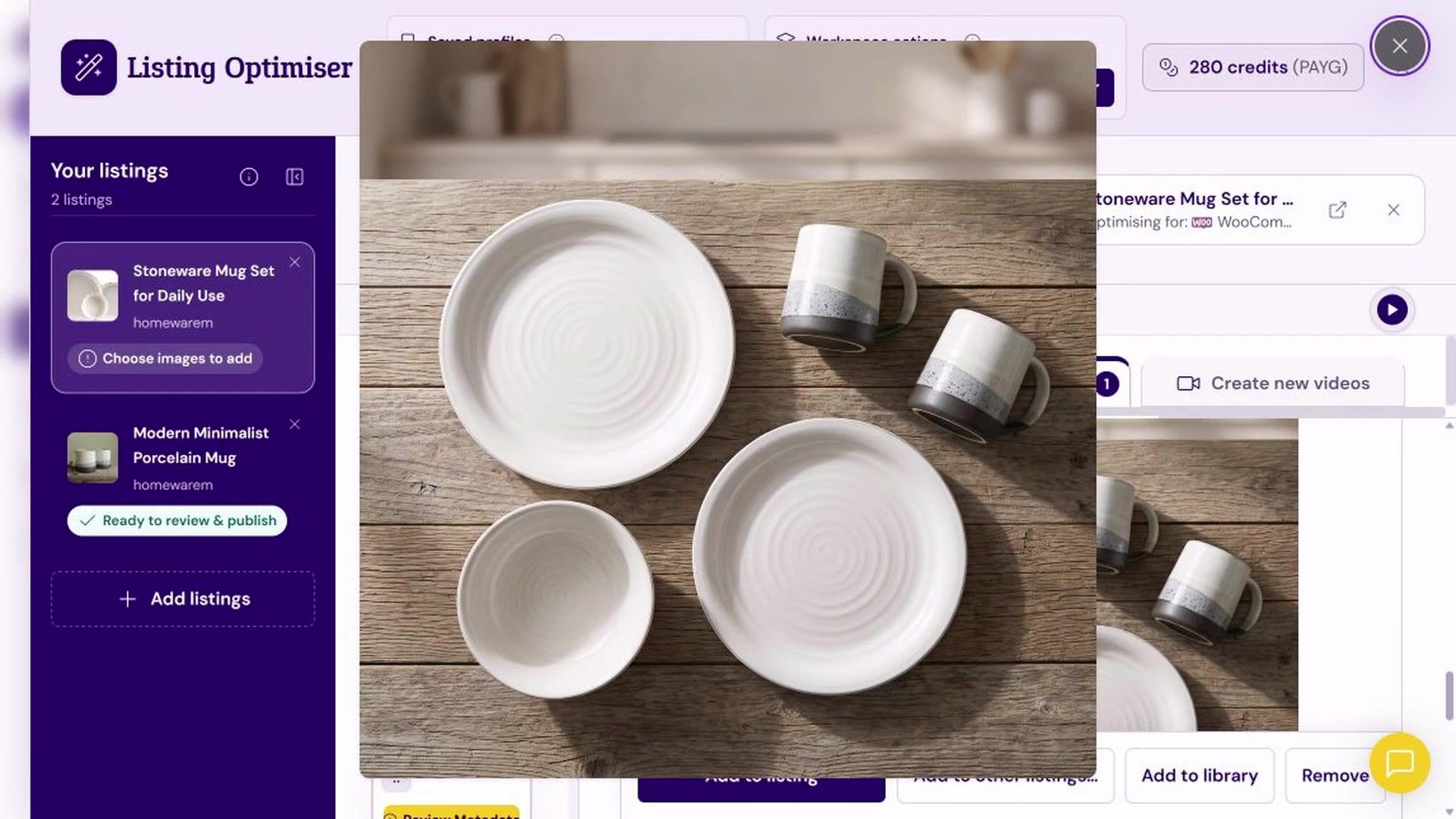 Sprintr: Product image preview in the listing workspace