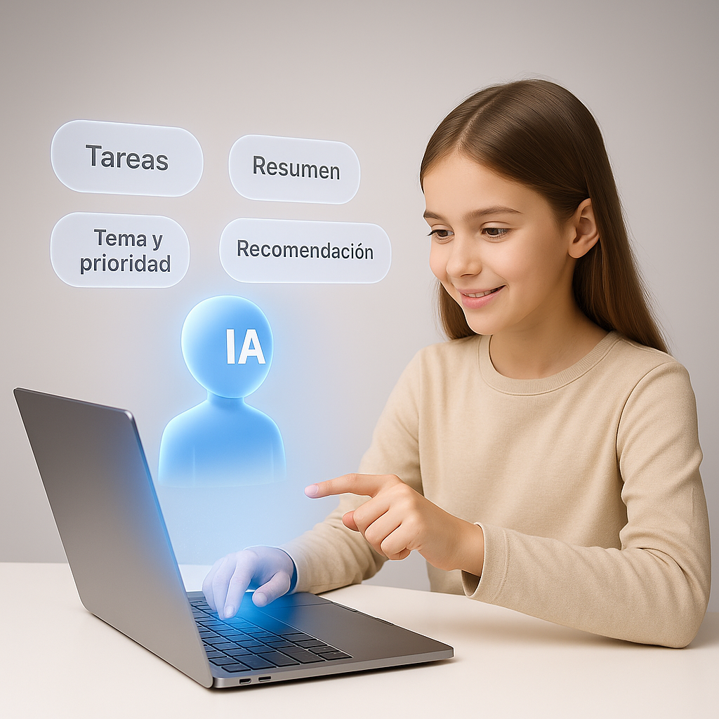 Estudiante creando mini-apps con IA