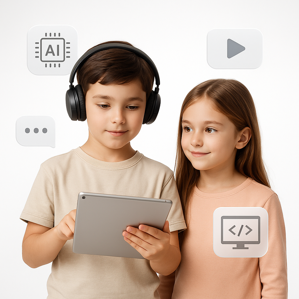 Niños aprendiendo tecnología e IA