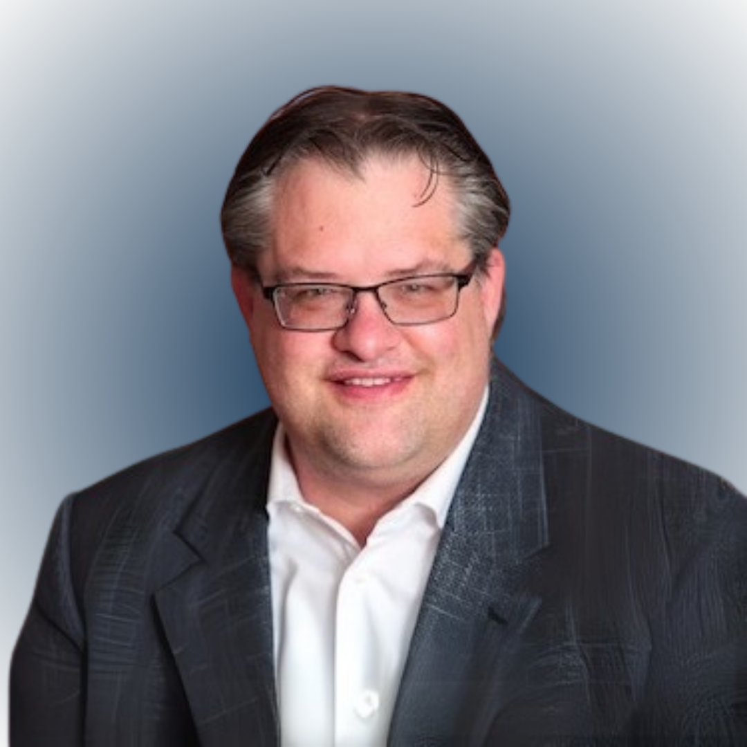Image of a woman standing with arms crossed, smiling at the camera photo of Steve Nawotniak, smiling with glasses,