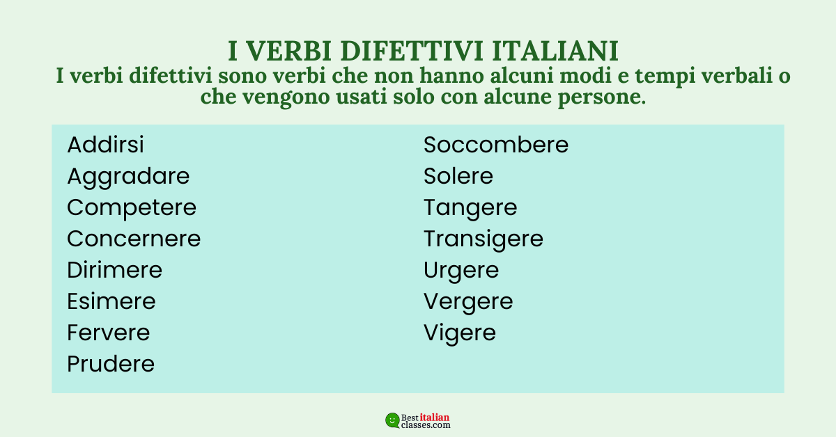 Lista dei verbi difettivi italiani