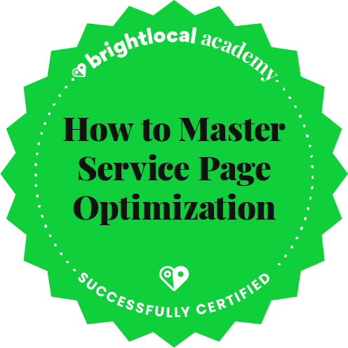 BrightLocal Service Page Optimization badge