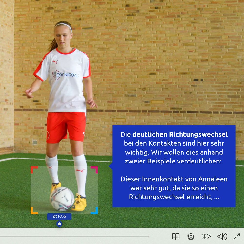 Screenshot des interaktiven Web Players der Annaleen Böhler bei der Ausführung einer COGNIGOALS-Übung zeigt.