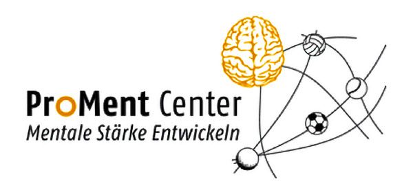 Ein ProMent Center Logo auf weißen Hintergrund.