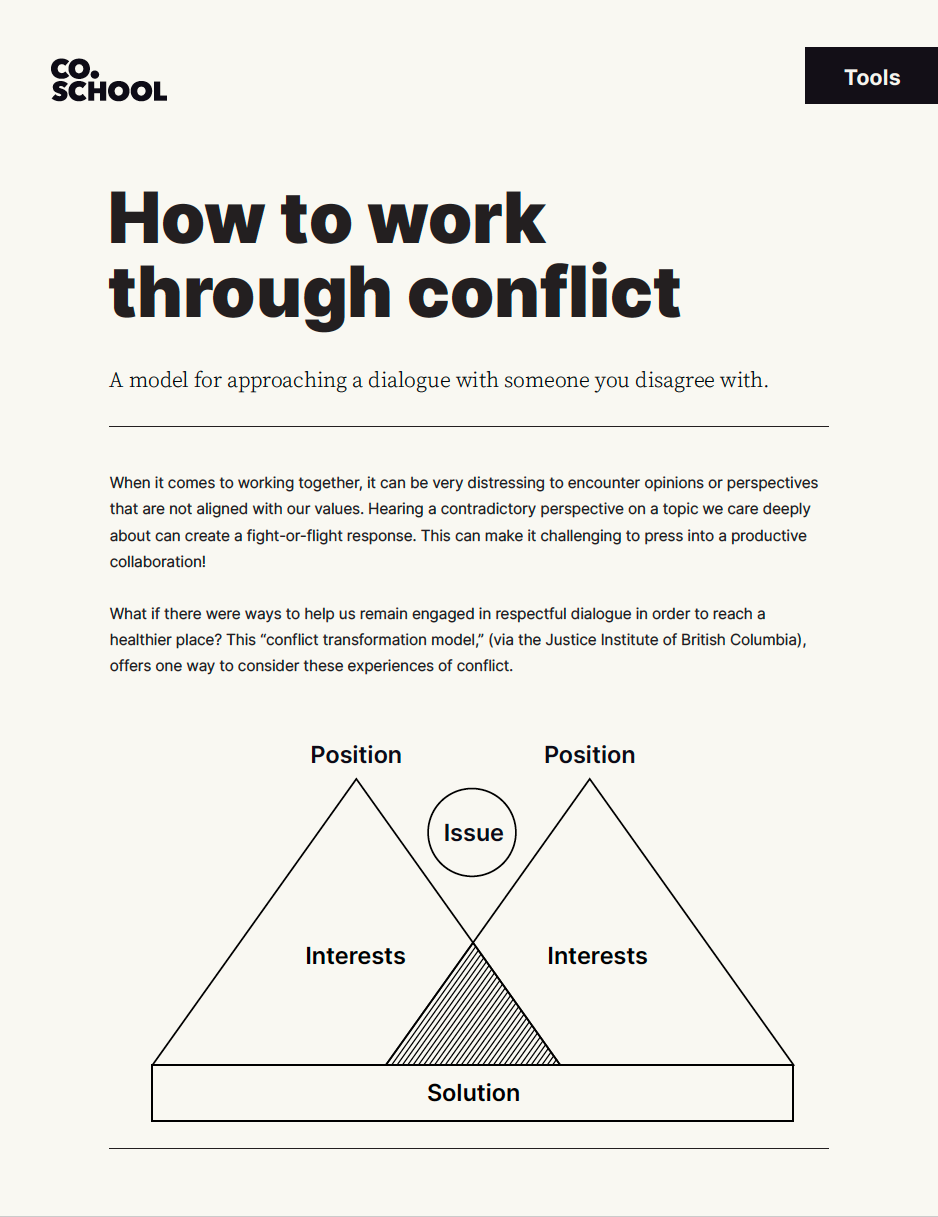 Image of the how to work through conflict tool