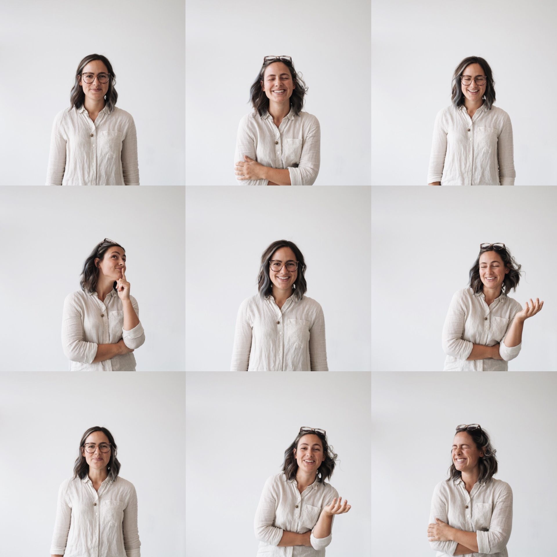 Grid of nine portrait photos of Charlotte Taverner-Whelpton