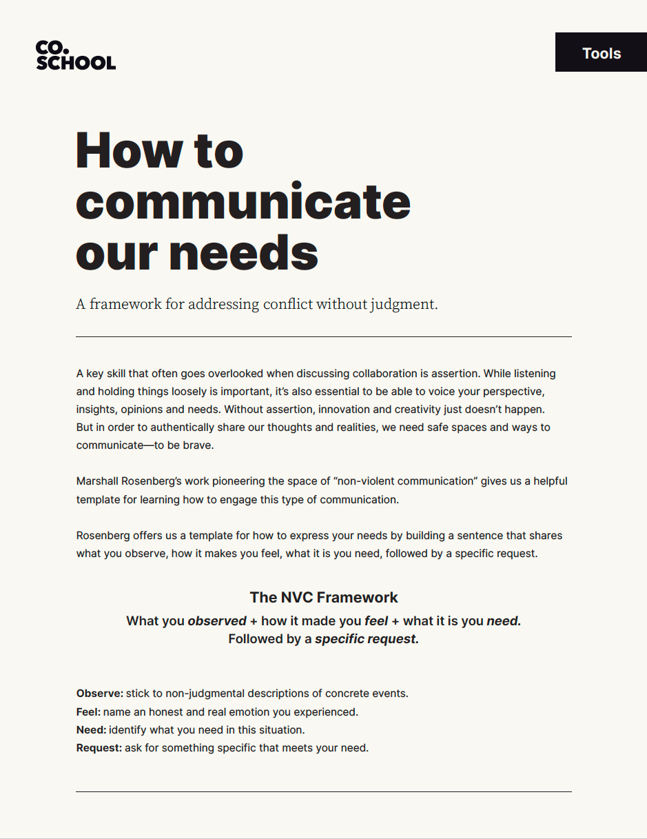 Image of the How to communicate our needs tool