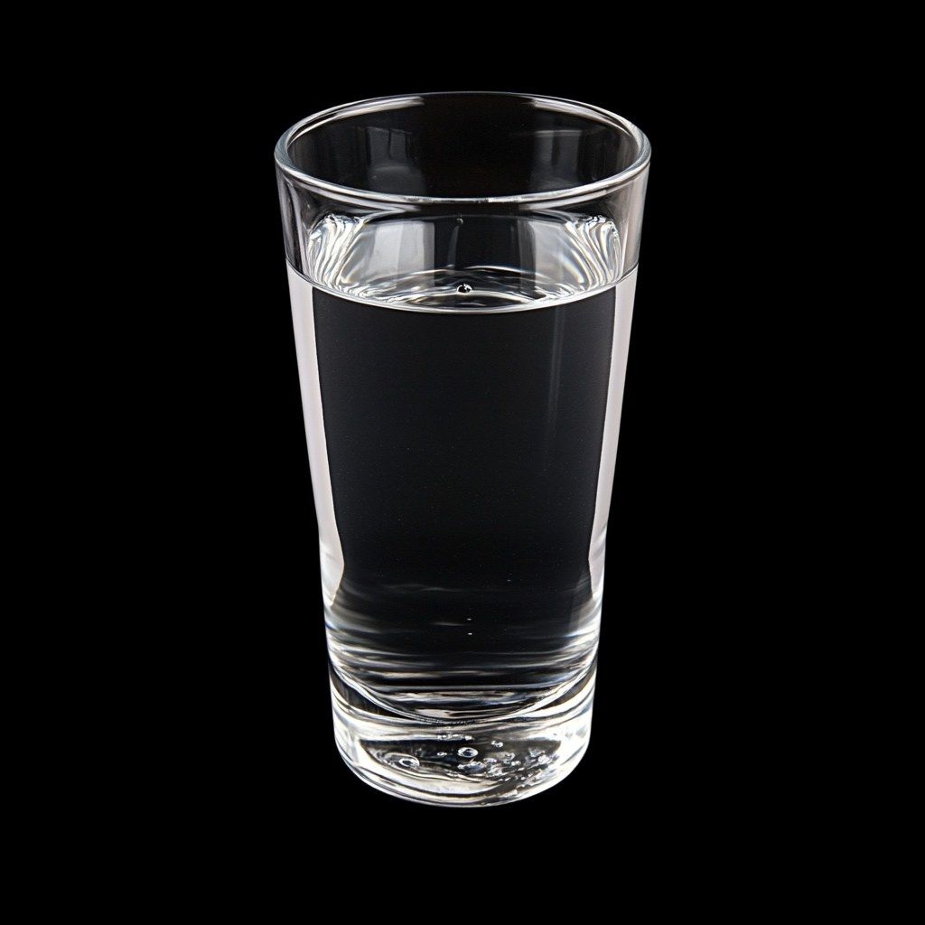 A clear glass of water on a black background, used to illustrate the system whose molecules are in constant motion