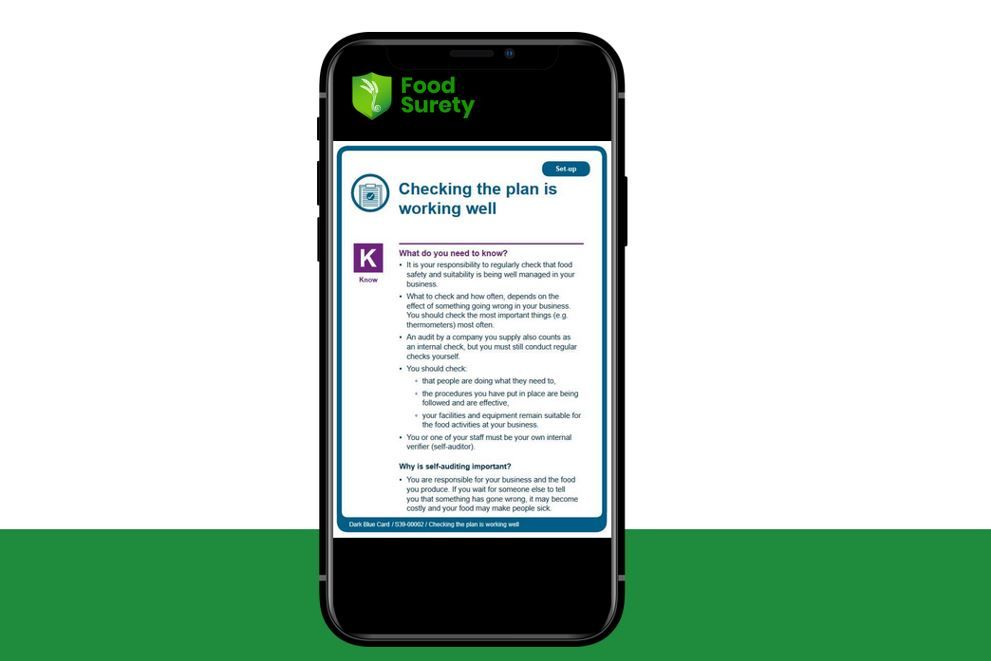 Image displaying Food Control Plan internal verification as part of food handler training 