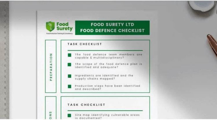 Free PDF food defence TACCP checklist food surety 