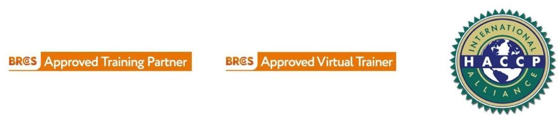 BRCGS Approved Trainer, International HACCP Alliance accreditation logos food surety HACCP training and food safety culture training