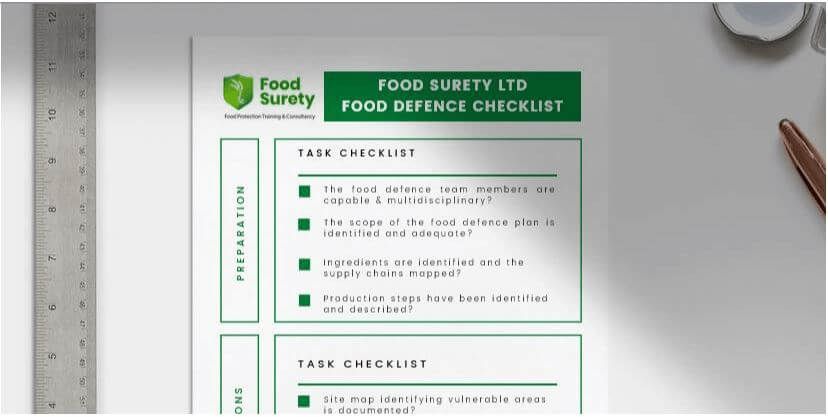 Food Defence Plan Checklist PDF Free from Food Surety