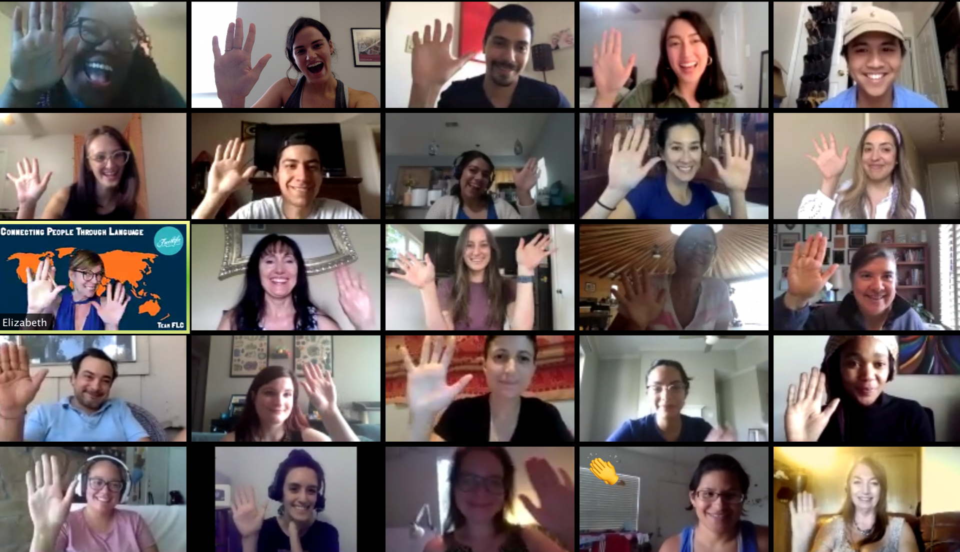 Freestyle Languages' Employees Waving on a zoom call