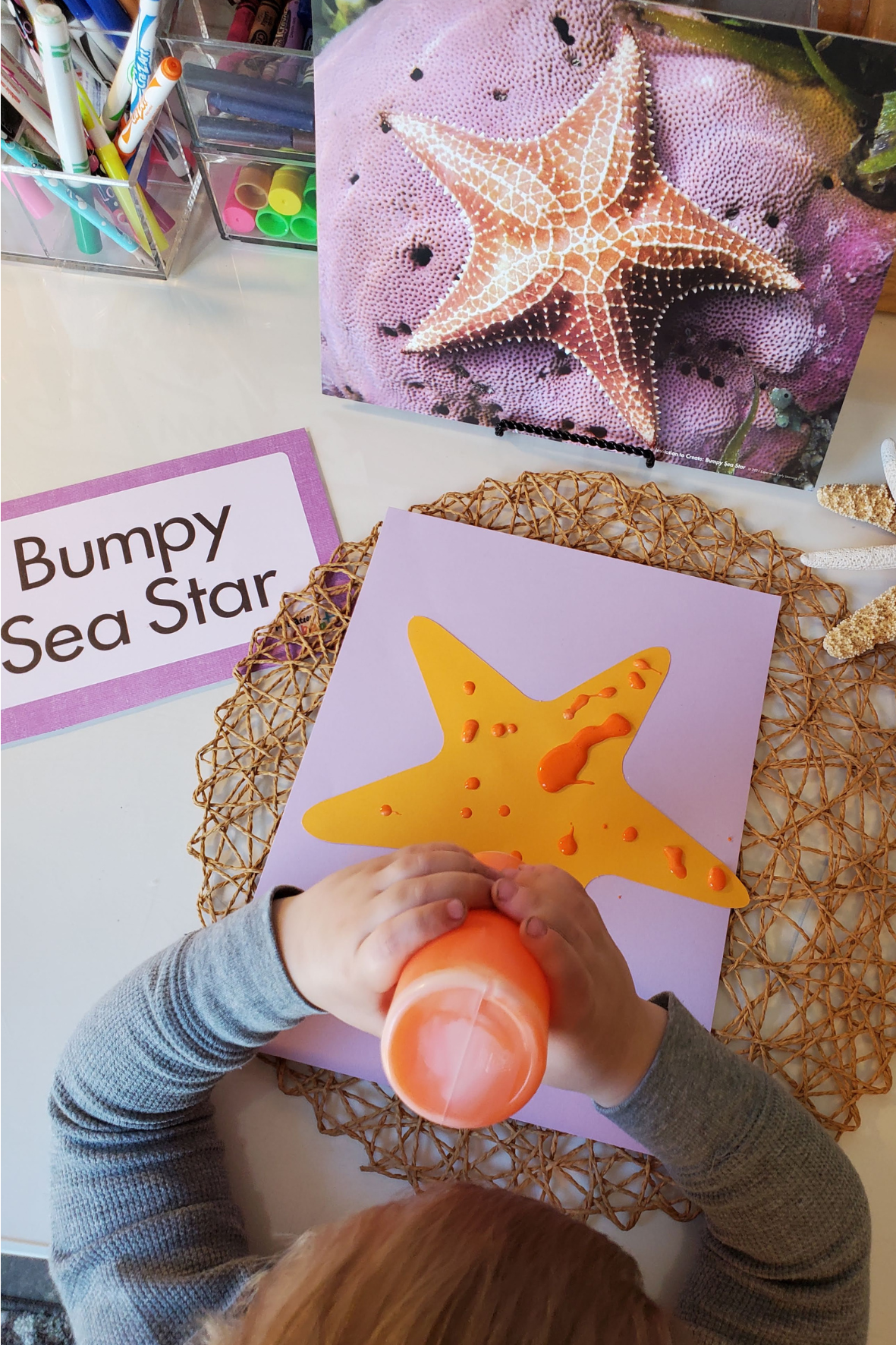 Bumpy Sea Star art from Experience Preschool Ocean Dive theme