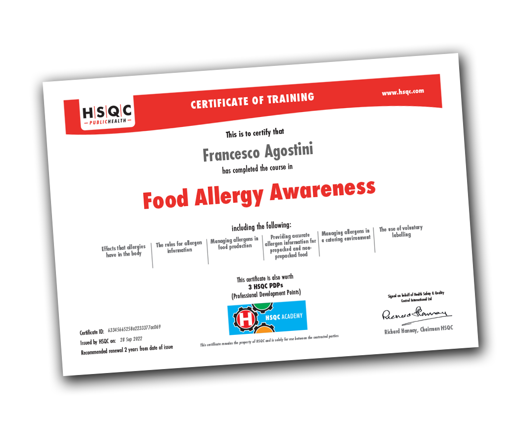 Certification Food Allergy Awareness