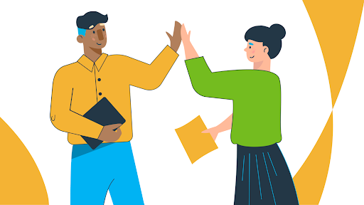 illustration of two people giving a high five