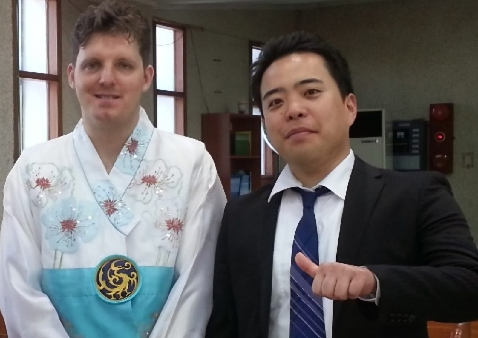 Teacher in hanbok with a friend