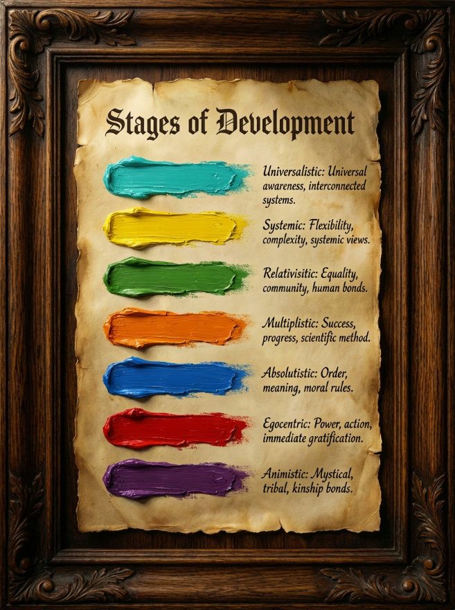 chart of spiral dynamics stages from beige to turquoise