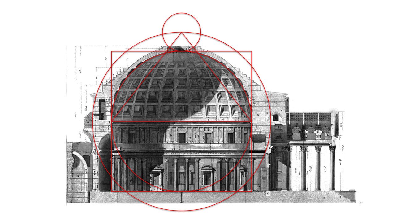 Geometric analysis of the elevation of the Roman Pantheon ©Scott Onstott