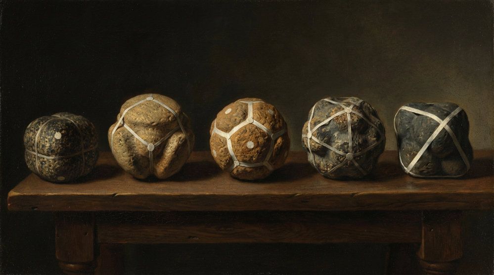 neolithic stone balls mapping platonic solids reinterpreted by nano banana