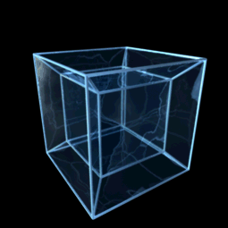 3D projection of a tesseract performing a simple rotation about a plane in 4-dimensional space
