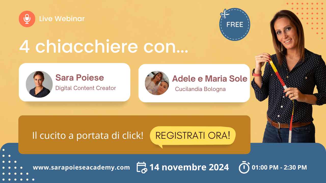 Sara Poiese webinar - Cucilandia Bologna - consigli su macchina per cucire