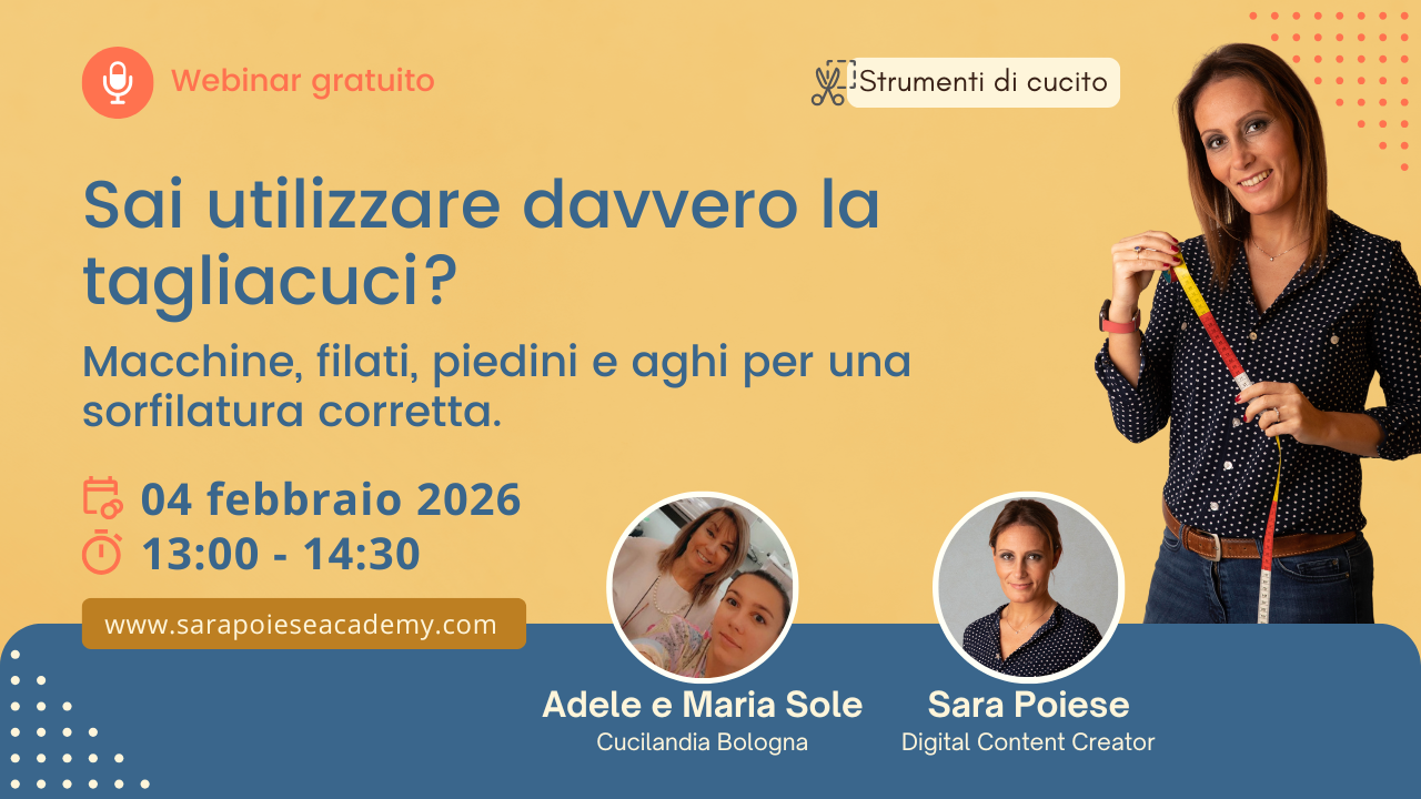 Sara Poiese webinar - cucilandia bologna - sara poiese academy