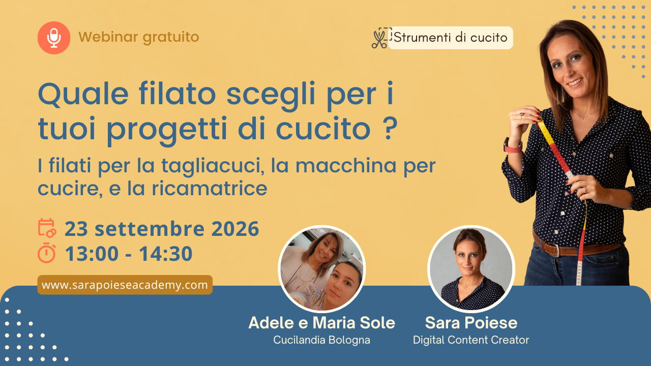 Sara Poiese webinar - Cucilandia Bologna - sara poiese academy