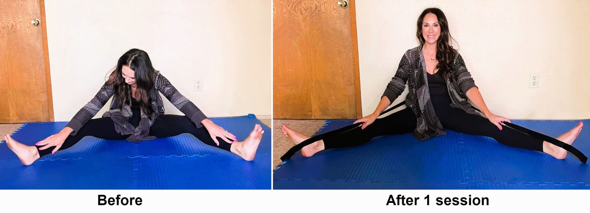 Women rapidly increased flexibility in straddle stretch
