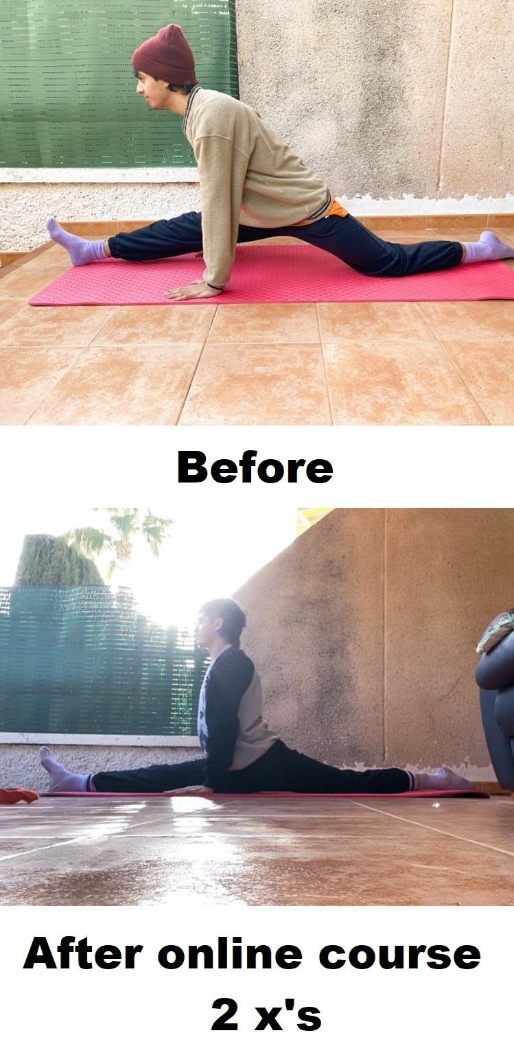 male dancer before & after able to do splits
