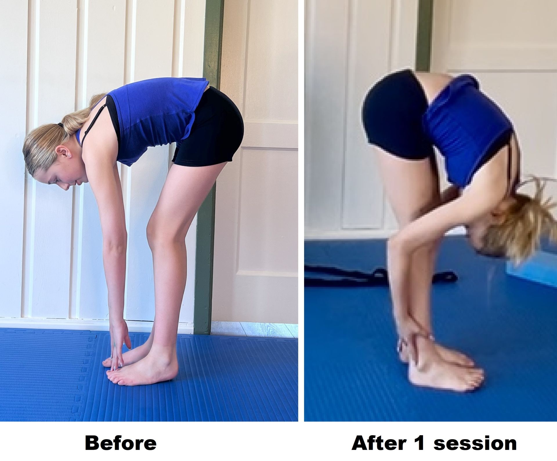 increased flexibility hamstring stretch touching toes