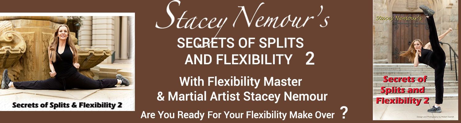 Secrets of Splits & Flexibility 2 Stacey in splits & performing roundhouse kick