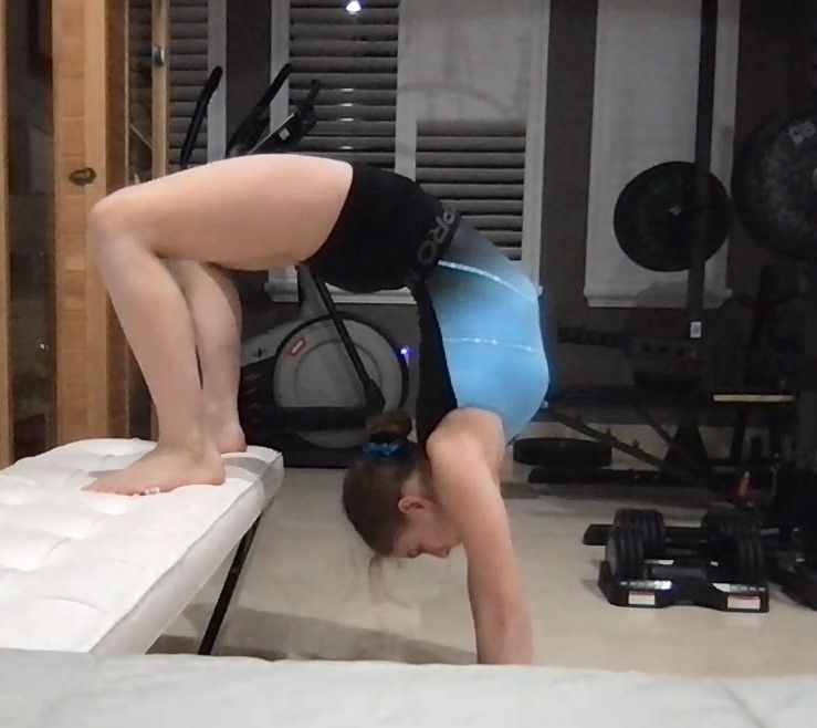 During my flexibility training via Skype with elite gymnast Isa in backbend