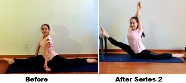 Young girl increased flexibility can now do over-splits