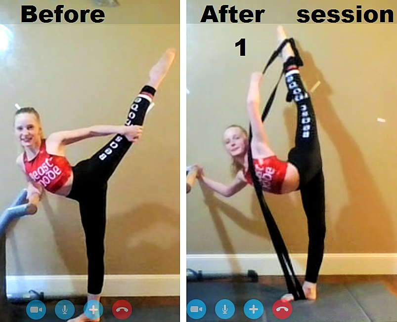 Before and after flexibility results from competitive dancer