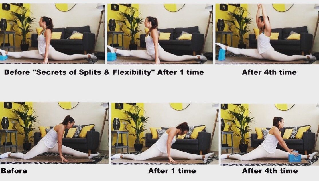 Before & After Results From Course Member Who Trained With "Secrets Of Splits & Flexibility" Just 1 time & 4th time.