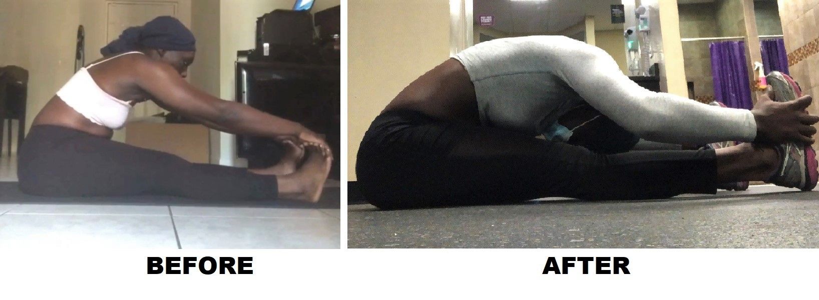 Increased flexibility of hamstrings able to touch toes now