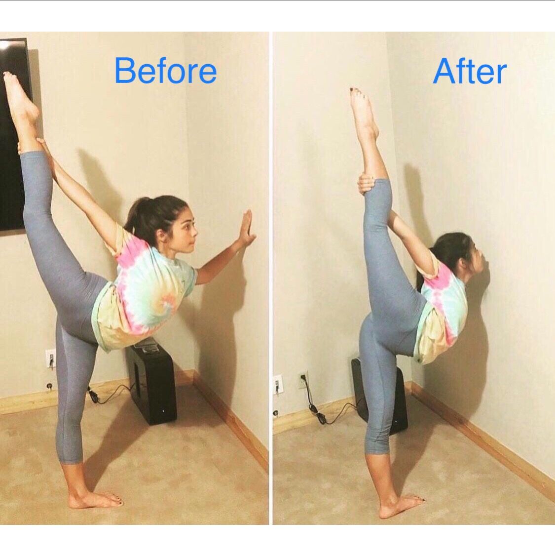 Flexibility progress holding leg straight up now