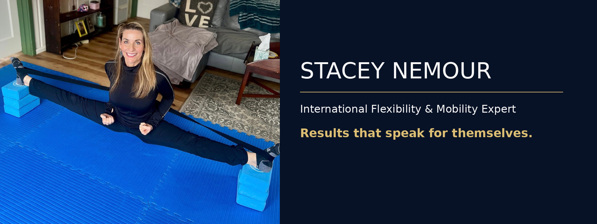 Stacey in middle splits in Lake Arrowhead Magazine