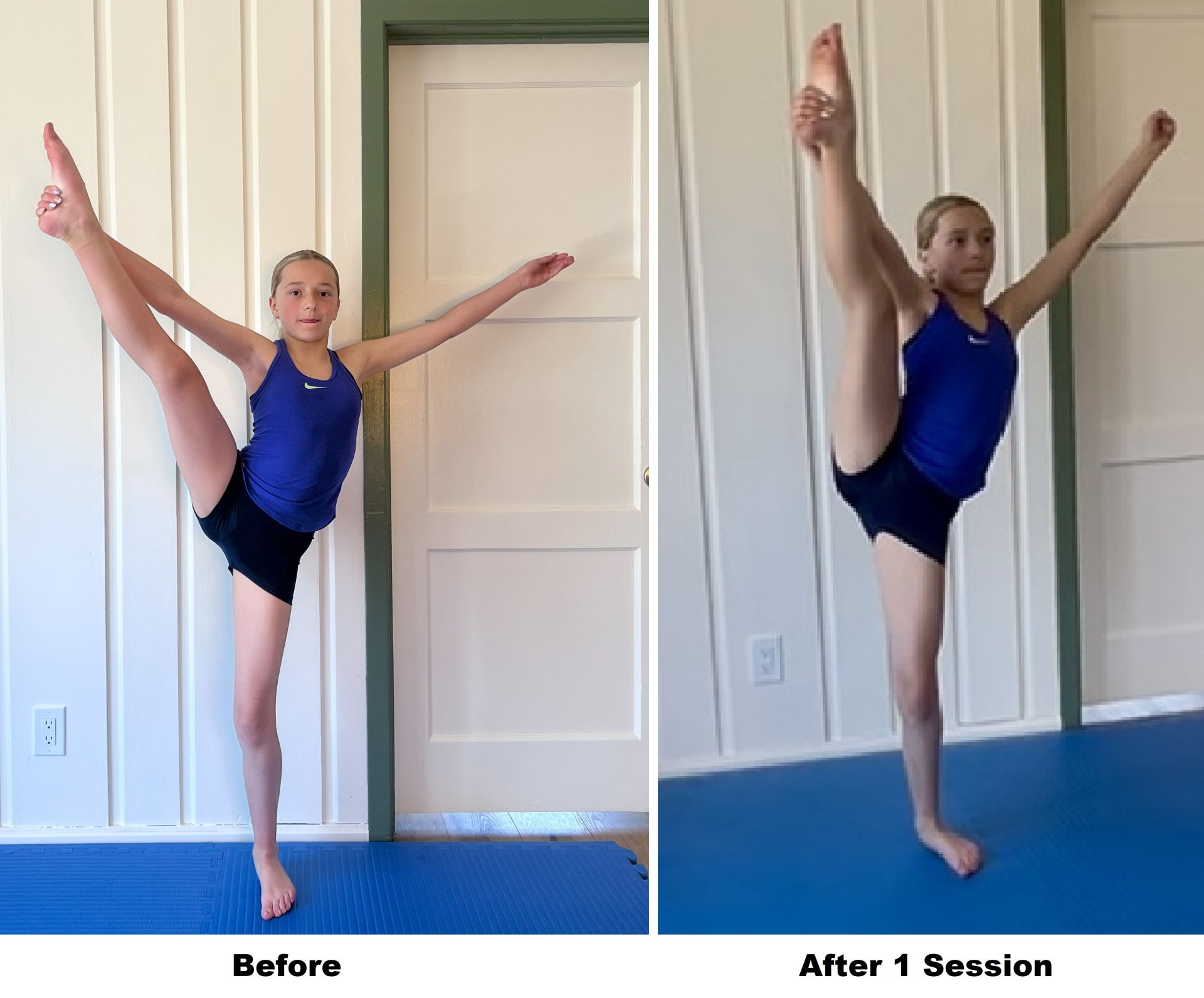 increased flexibility in leg extension.