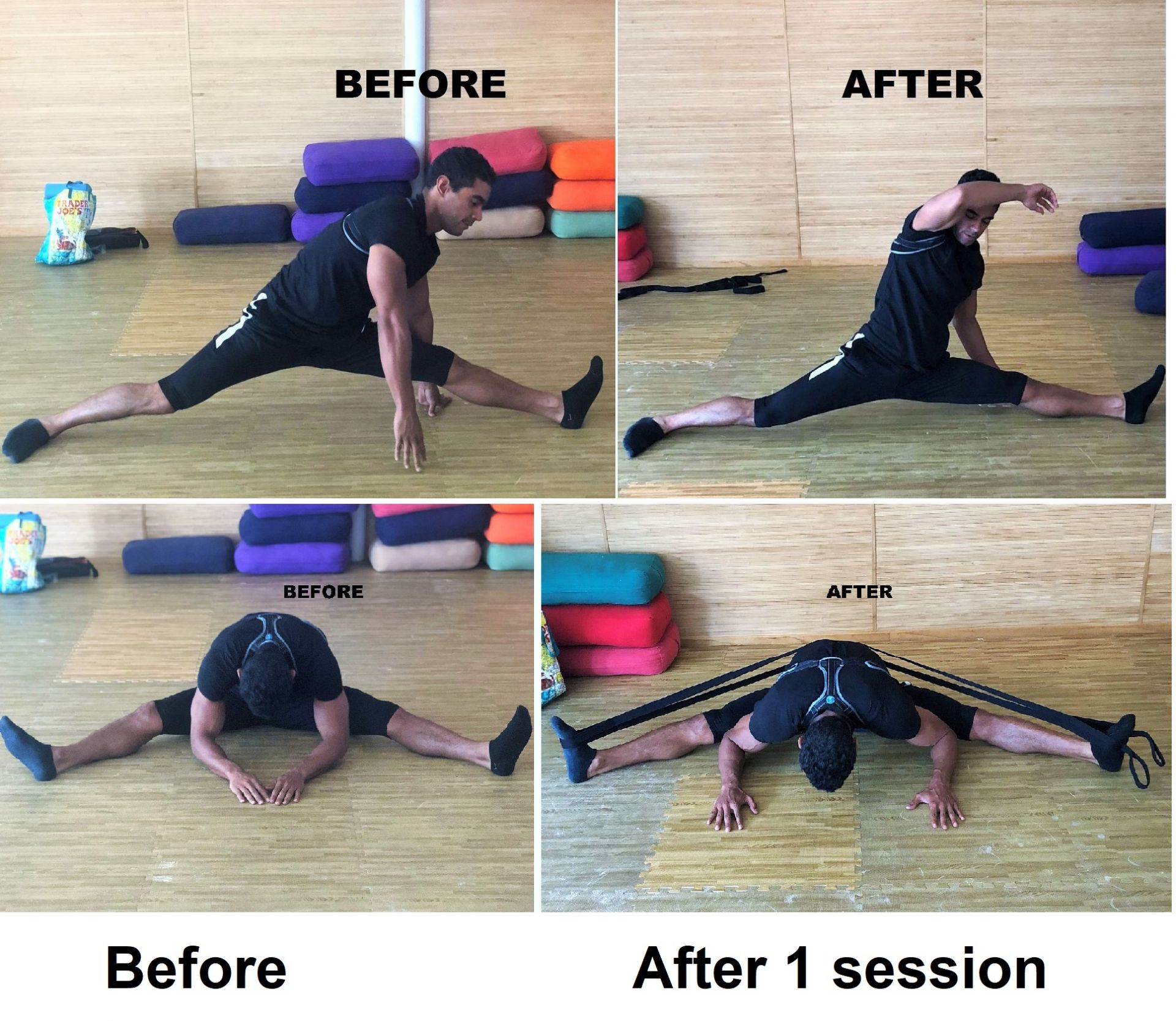 Actor Nick Sagar dramatically improves splits after training with flexibility expert 