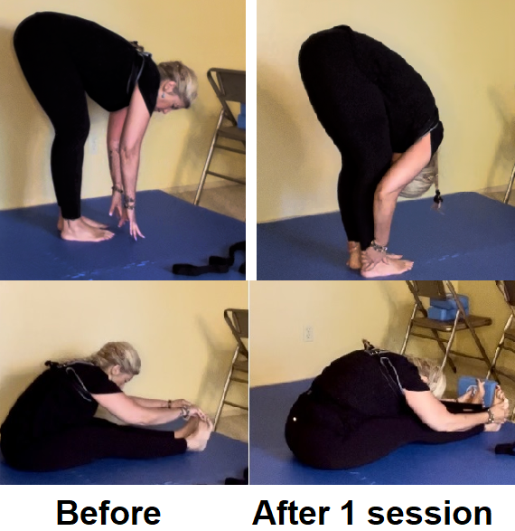 Kathy's increased flexibility after training with Stacey