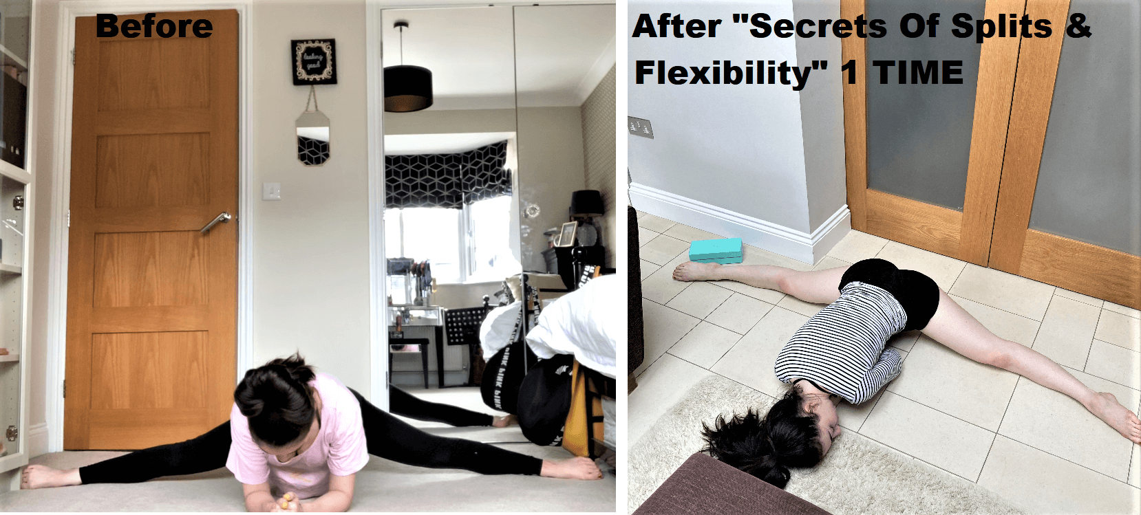 Flexibility course member middle splits training results
